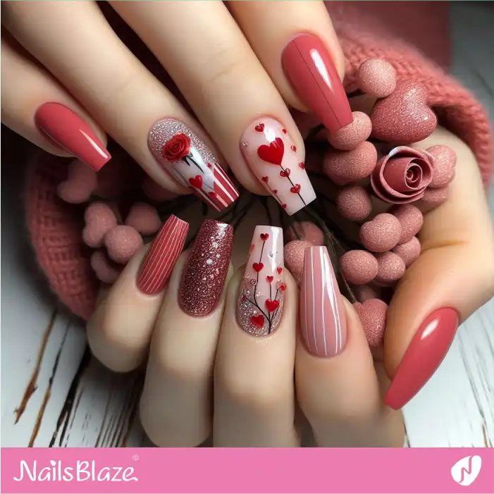 Valentine Candies Nail Design with Glitter | Valentine Nails - NB2197